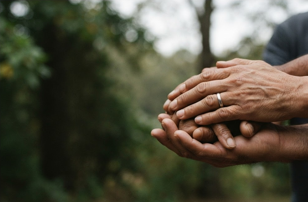 People supporting one another in a calm community setting
